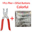 50Set Colorful Metal Sewing Buttons Plier Tool Hollow/Solid Prong Press Studs Snap Fasteners for Installing Clothes Bags