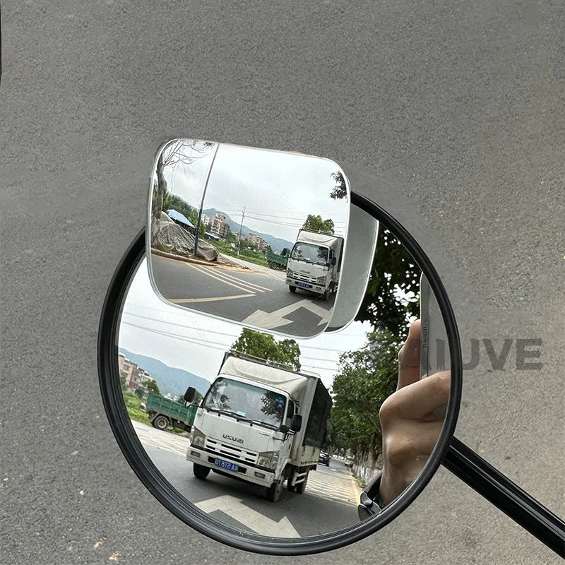 Motorcycle Car Blind Spot Rear View Mirror Wide Angle Adjustable Small Round Mirror 360° Rotation Reverse Auxiliary Rearview
