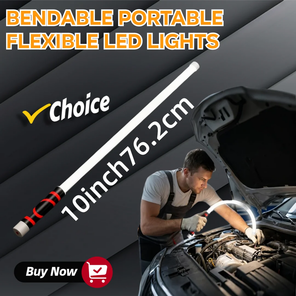 Flexible LED Light Stick, 30" Portable Rechargeable Bendable Work Light with High-Lumen LED Portable Automotive Lighting Tool