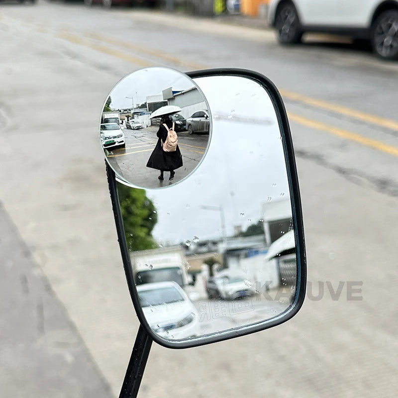 Motorcycle Car Blind Spot Rear View Mirror Wide Angle Adjustable Small Round Mirror 360° Rotation Reverse Auxiliary Rearview