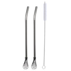 Reusable Metal Straws With Filter Stirring Spoon Great For Tea,Coffee,Cocktail And Fruit Juice Drinking Kitchen Bar Accessories