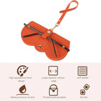 2Pcs PU Leather Sunglasses Bag Pouch Slim Portable Soft Glasses Case Holder With Button Clip Wrist Strap Eyewear Bags