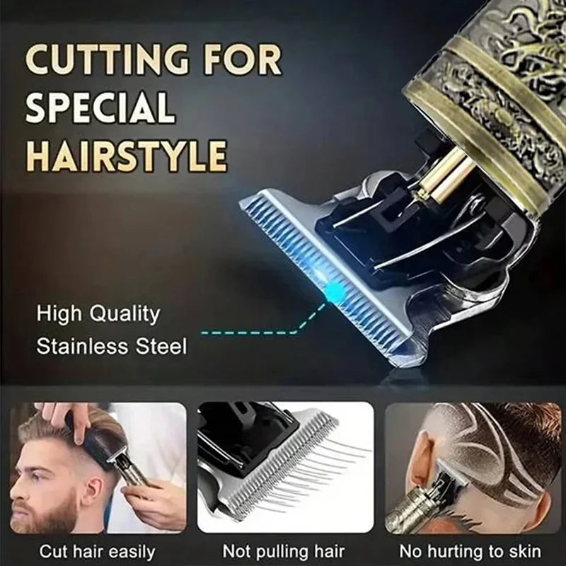 New！T9 Electric Hair Trimmer/Accessories | USB Professional Shaver | 0mm Bald Fade Cutting Machine Portable for Men Home Haircut Secondary image