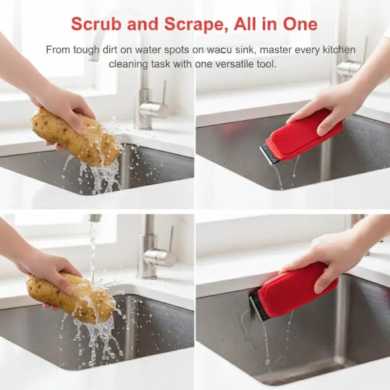 1Pcs Multifunctional Fruit Vegetable Brush Food-grade Double Side Pet Bath Brush Silicone Peeler Scraper Potato Carrot Cleaner Main image