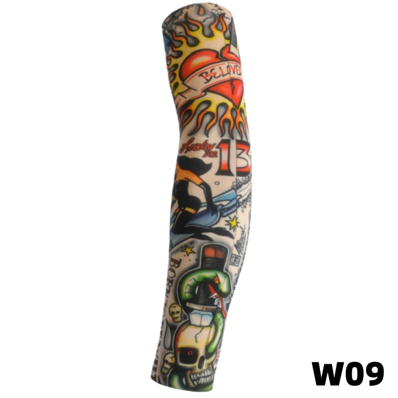 1 tattoo covered sleeve, flower arm sleeve, tattoo for men and women, summer outdoor cycling, driving, sun protection, arm sleev