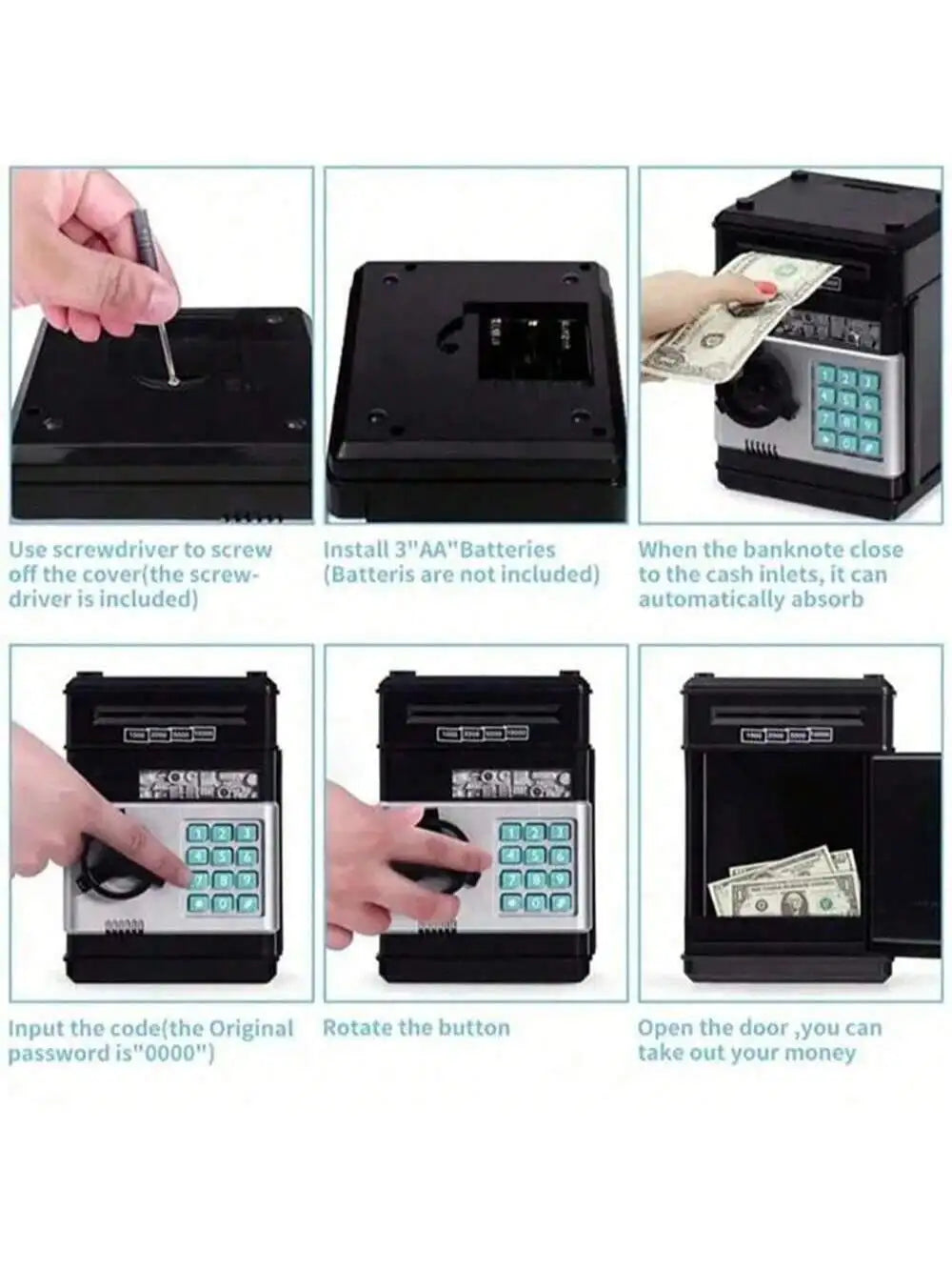Smart piggy bank, cash and coins can be used as ATM bank electronic coins, bank gifts, creative password unlocking, automatic mo