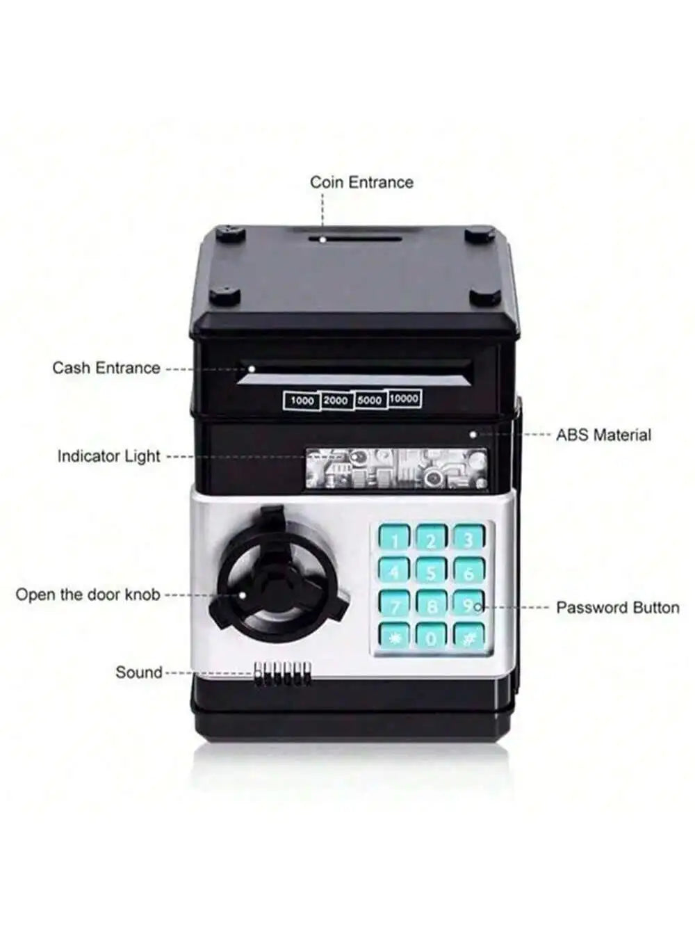 Smart piggy bank, cash and coins can be used as ATM bank electronic coins, bank gifts, creative password unlocking, automatic mo Main image