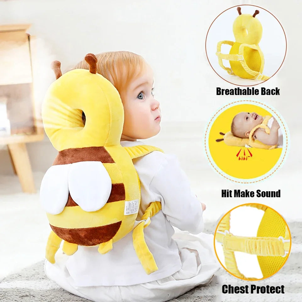 Baby Head Back Protector Pillow, Toddler Learn Walk Safety Pad, Prevent Fall Injury Protection, Cartoon Bee Kids Helmet