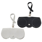 2Pcs PU Leather Sunglasses Bag Pouch Slim Portable Soft Glasses Case Holder With Button Clip Wrist Strap Eyewear Bags