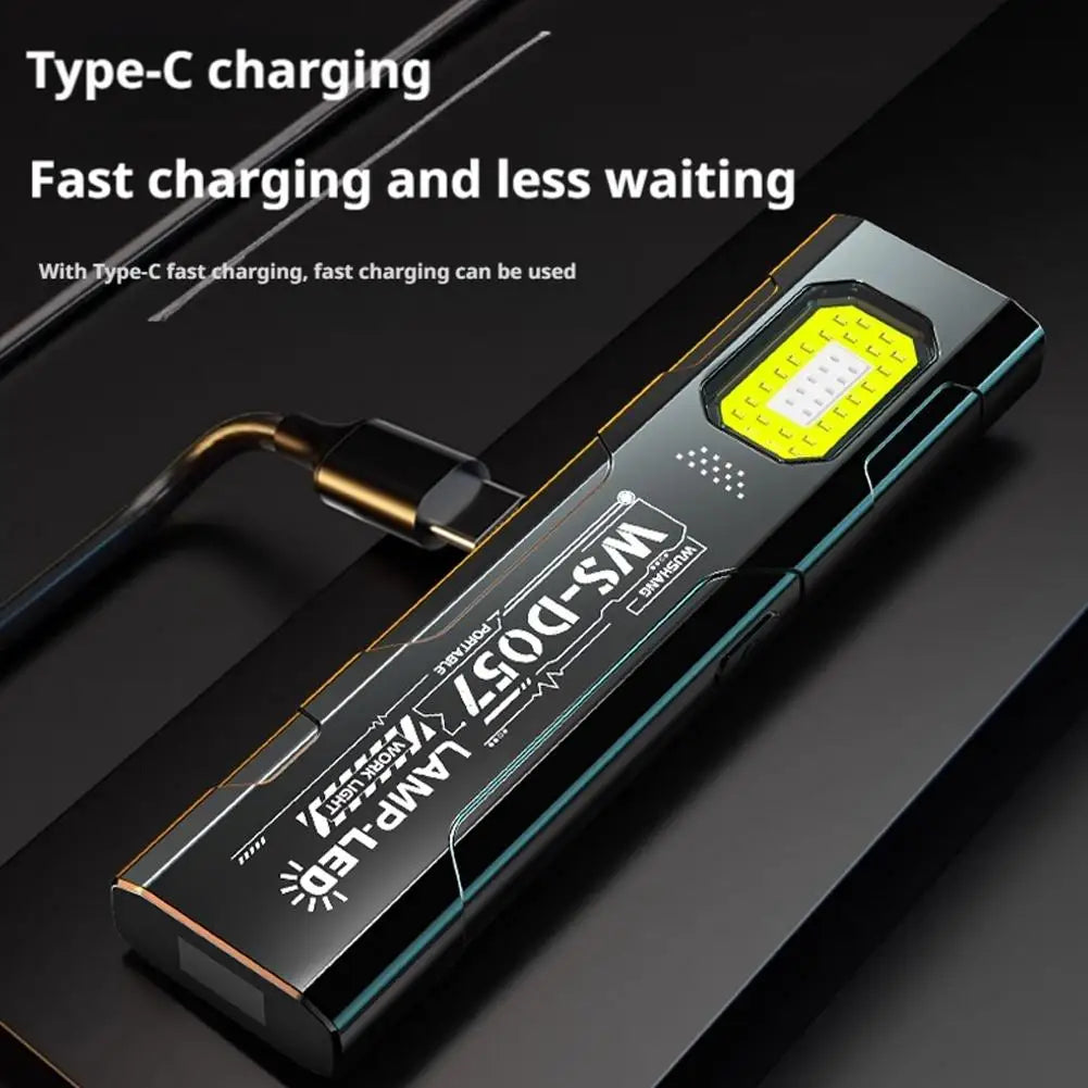 LED COB Flashlight Type C Rechargeable 600LM Portable Mini Torch Pocket Lantern Flood Work Light With Magnet For Emergency Secondary image