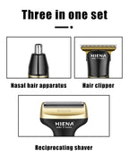 HIENA 3 In 1 Hair Clipper Portable Cordless Hair Beard Shavers For Men Electric Nose Hair Beard Shaving Razor Set Hair Cutters