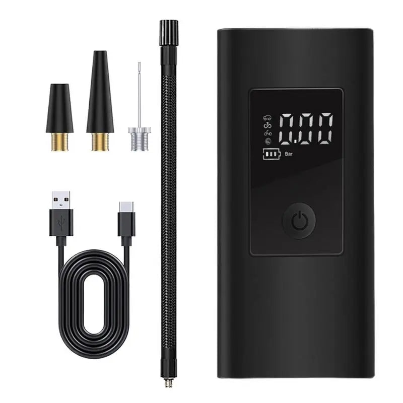 Car Tire Inflator Wireless Rechargeable Tire Inflator Portable Air Compressor With 3 Nozzles Digital Display Motorcycle Air Pump