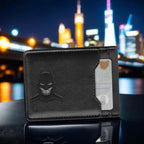 Bat ID Wallet Slim Leather Card Holder Case Wallet With Super Hero Mask Gift For Dad Son Boyfriend Husband Anniversary Birthday