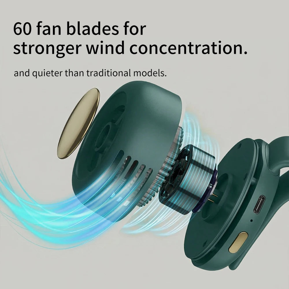 Mini Clip Fan Hanging Waist Neck Fan Girl Electric Air Cooling Fan USB Leafless Fan for Outdoor Camping Fishing Car Accessorie