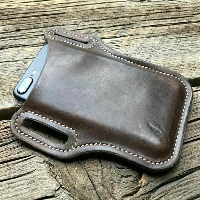 Men Phone Case Holster Cellphone Loop Holster Belt Waist Bag Props Leather Purse Phone Wallet Running Pouch Travel Camping Bags Secondary image
