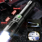800W High Power Led Flashlight 300000lm Powerful Long Range Flashlight Rechargeable 5000mah Most Powerful Lantern Tactical Torch