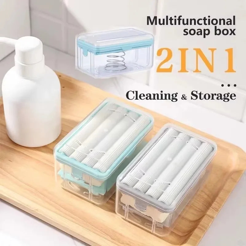 Roller Soap Mover Cylindrical Bathroom Soap Tray Rack Soap Box Plastic Storage Container with Drainage Bathroom Accessories Soap Main image