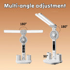 Double Headed Table Lamp With Fan Eye Protection Table Lamp LED Rechargeable Dimmable Smart Display Study Reading Night Light