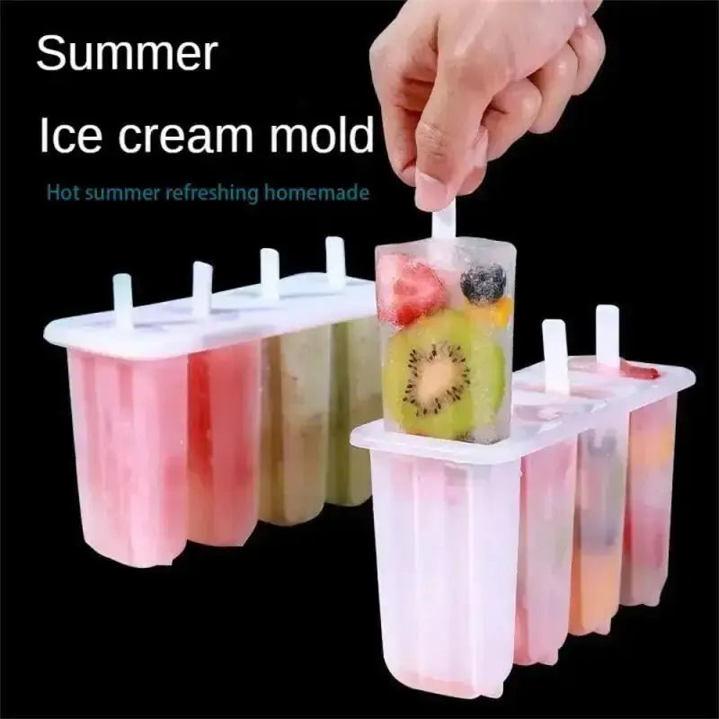 4-Link Old Popsicle Mold With Lid Home Made Homemade Mung Bean Popsicle Homemade Ice Cream Frozen Ice Cream Molds Main image