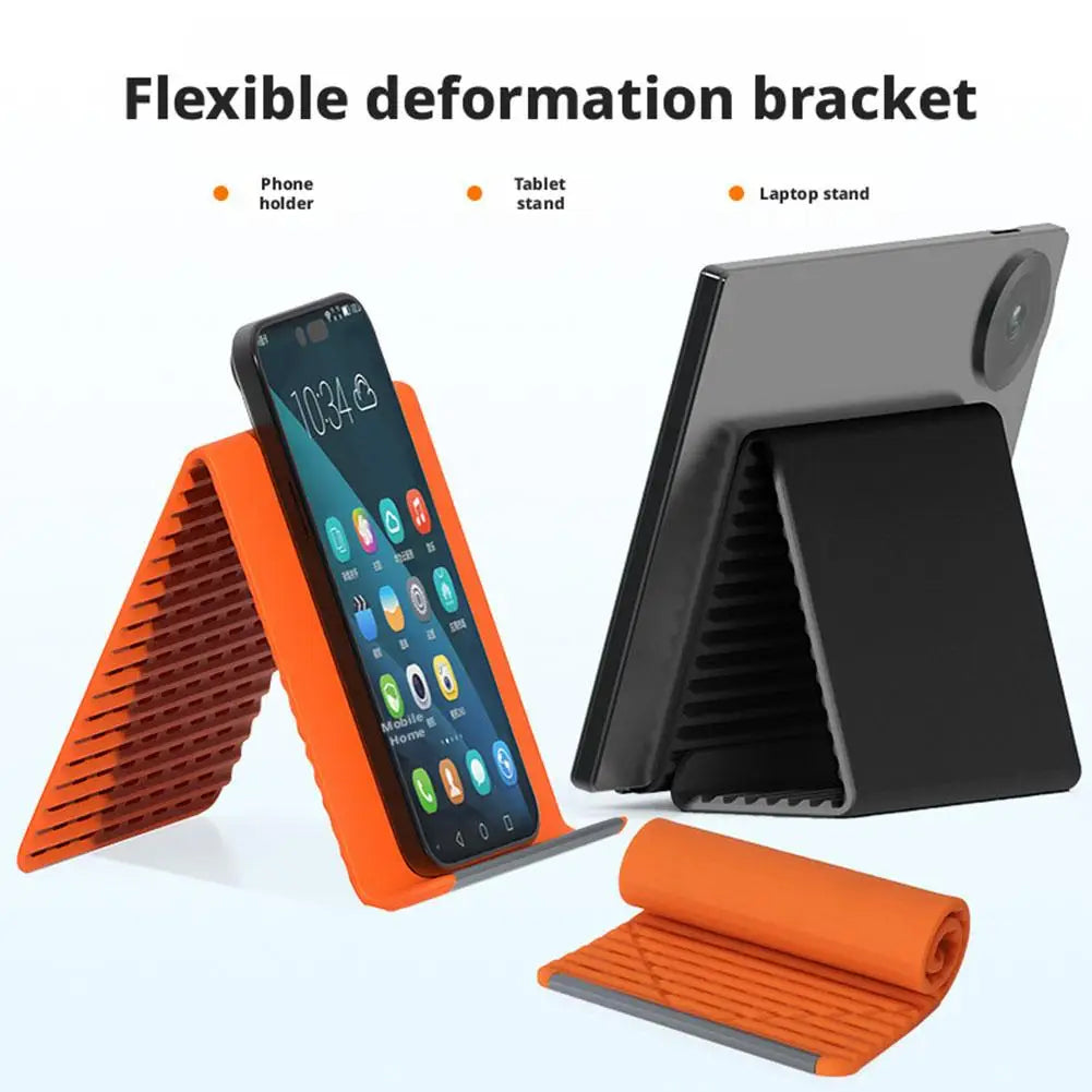 Flexible Phone Stand, Foldable Silicone Bracket Anti-Slip Anti-Fall, Multi-Angle Lazy Holder for Phone Tablet Home Office Travel Secondary image