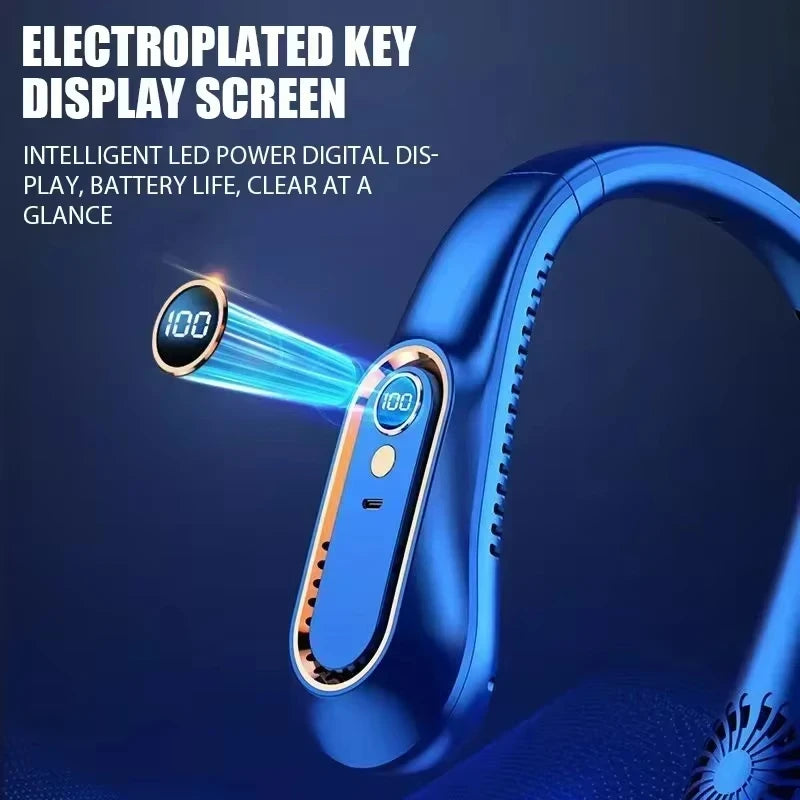 Hanging neck style leafless portable USB charging air cooler comes with 5-speed adjustment and LED display Secondary image