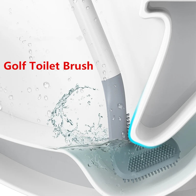 2026 NEW Toilet Cleaning Silicone Brush Golf Head Bathroom Wall Hook Hanging Squatting Pan Cleaner Household WC Gap Remover