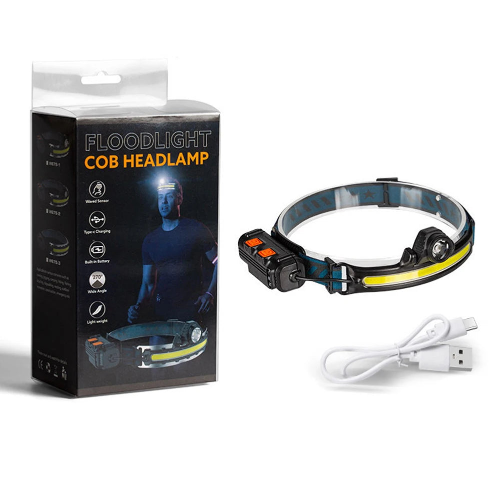 XPG+COB LED Zoom Induction Headlamp USB Rechargeable Outdoor Head Light Power Display Super Bright Headlight for Camping Fishing Main image