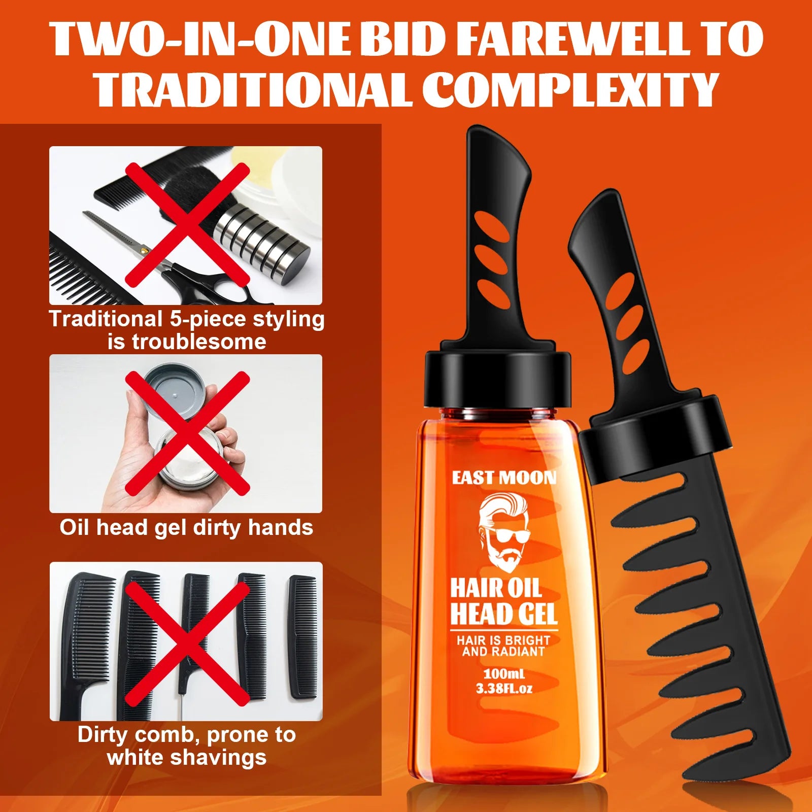 2 In 1 Men Hair Styling Wax Strong Hold Natural Look Reduce Frizz Add Shine Nourish Hair Root Men Hair Gel With Wide Tooth Comb