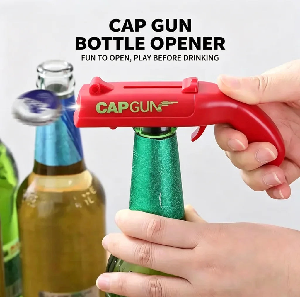 Creative Gun-Shaped Bottle Opener Multi-Functional Beer Bottle Cap Launcher ABS Home Utility Product