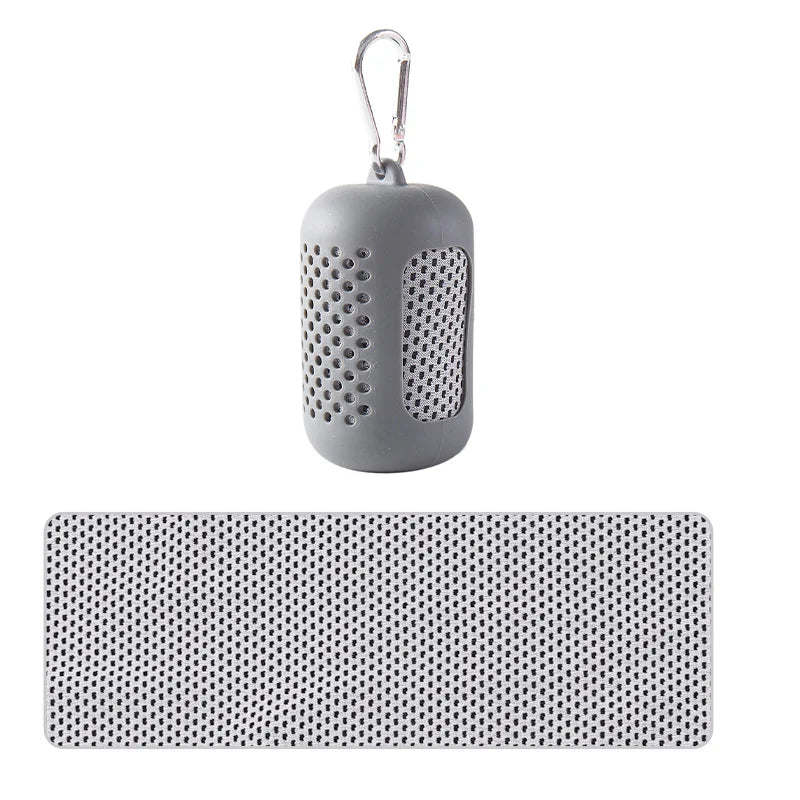 Portable Circular Silicone Wrapped Cold Towel Cooling Towel Quick Drying Polyester Fiber Towels Beach Accessories Sport Fitness