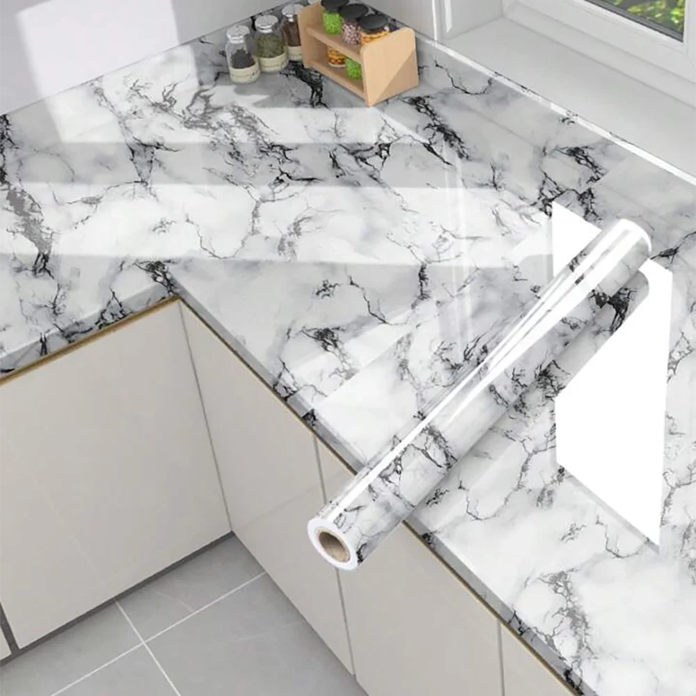 Decorative Waterproof and Moisture-Proof 40cm Marble Self-Adhesive Wallpaper Film Wall Sticker for Kitchen Cabinets and Bathroom