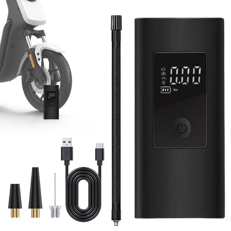 Car Tire Inflator Wireless Rechargeable Tire Inflator Portable Air Compressor With 3 Nozzles Digital Display Motorcycle Air Pump