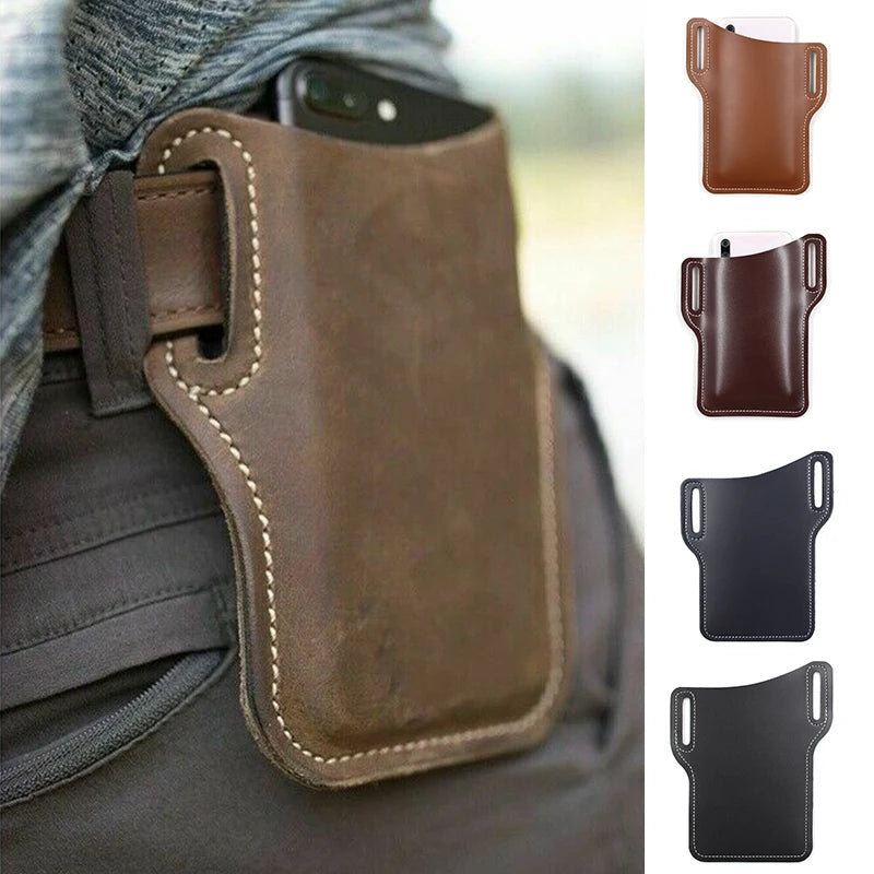 Men Phone Case Holster Cellphone Loop Holster Belt Waist Bag Props Leather Purse Phone Wallet Running Pouch Travel Camping Bags Main image