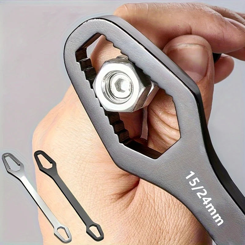 1pc Universal Double Ended Wrench, Self-Tightening 3-17mm Screw Nuts Repair Wrench, Double-Headed Ratchet Spanner, Adjustable Secondary image