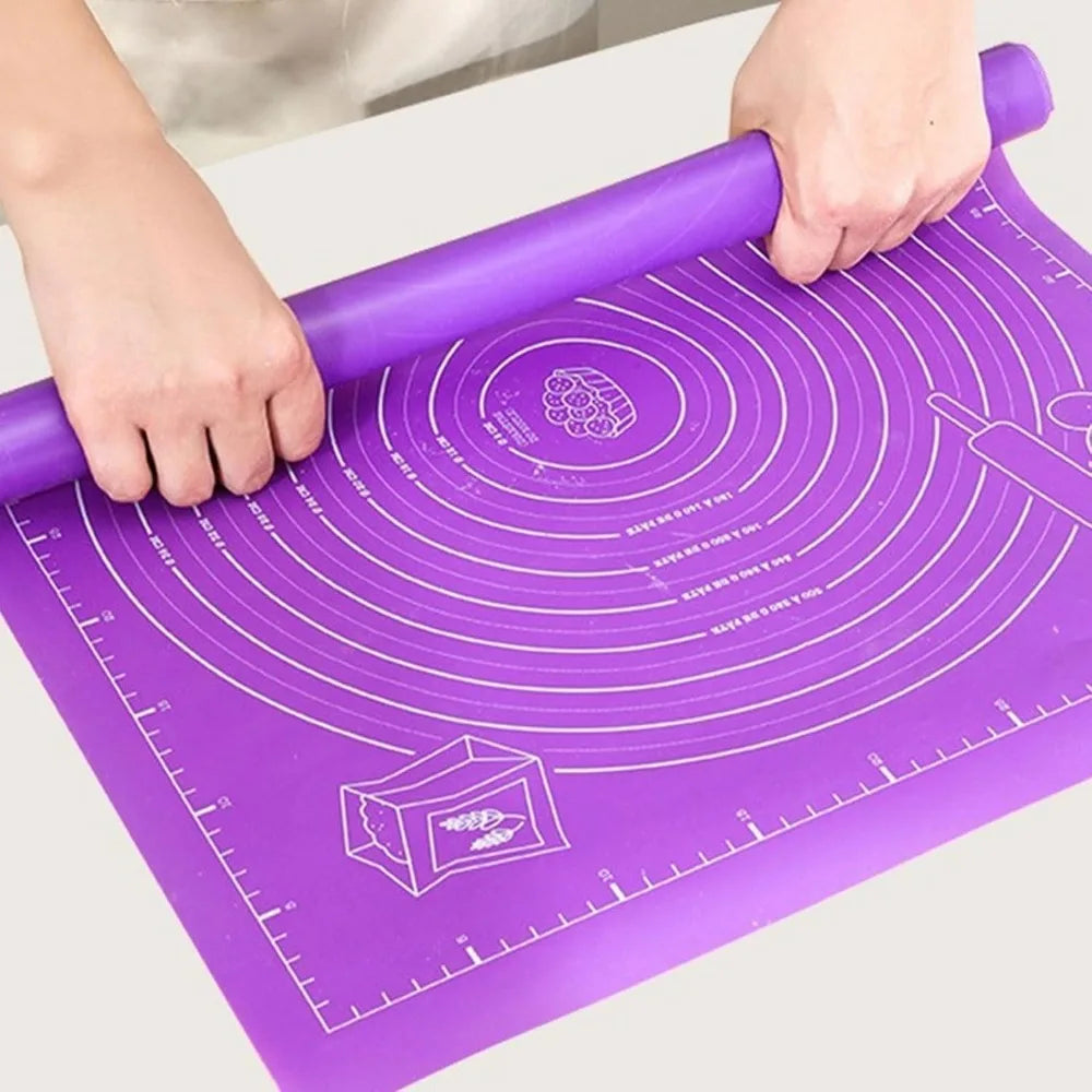 Food gradePlasticRolling Mat with Measuring Tool Non slip Kneading Mat, Easy To Clean Non stick Baking Mat ReusableBakingUtensil