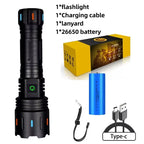 800W High Power Led Flashlight 300000lm Powerful Long Range Flashlight Rechargeable 5000mah Most Powerful Lantern Tactical Torch