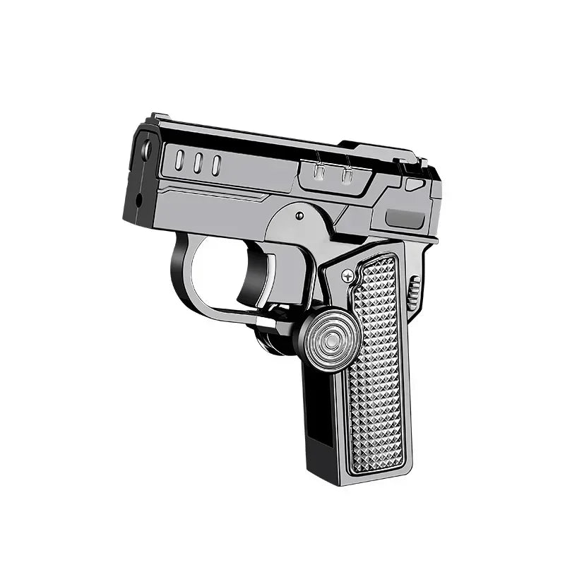 Multi functional folding dual form decompression gyro gun shaped lighter with creative deformation and windproof red flame Secondary image