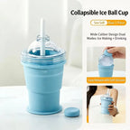 Portable Foldable Ice Cup With Built-In Straw Lightweight Durable Travel Outdoor Sports Use