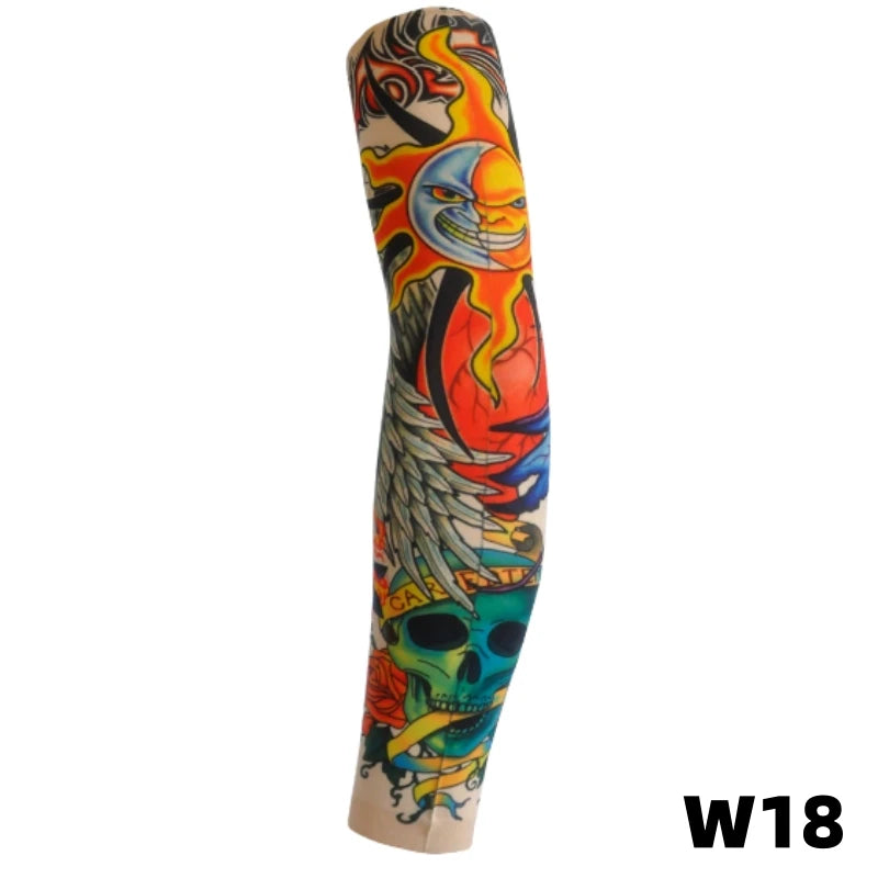 1 tattoo covered sleeve, flower arm sleeve, tattoo for men and women, summer outdoor cycling, driving, sun protection, arm sleev