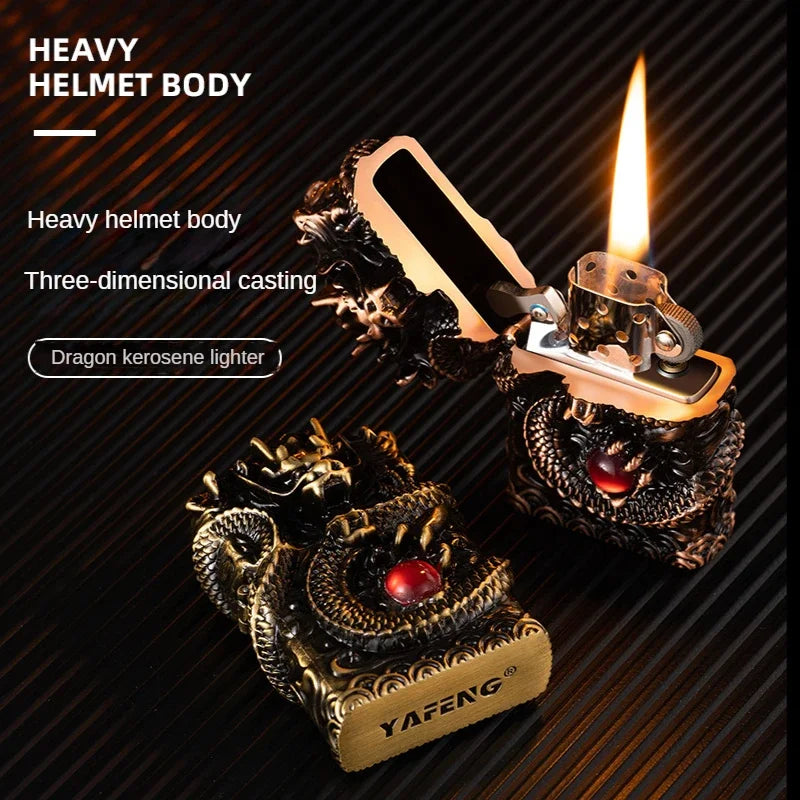 Dragon Lighter Grinding Wheel Flint Smoking Accessories Threedimensional Relief Retro Torch Men Gift Cigarette Lighters