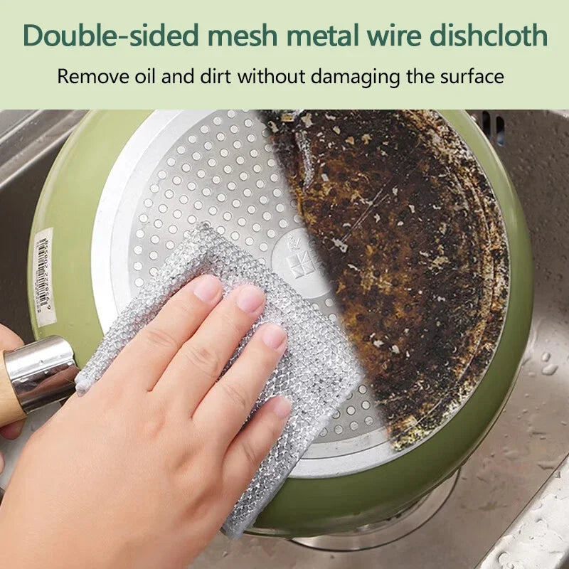 5pcs Wire Wipes Kitchen Cleaning Cloths Reusable Secondary image