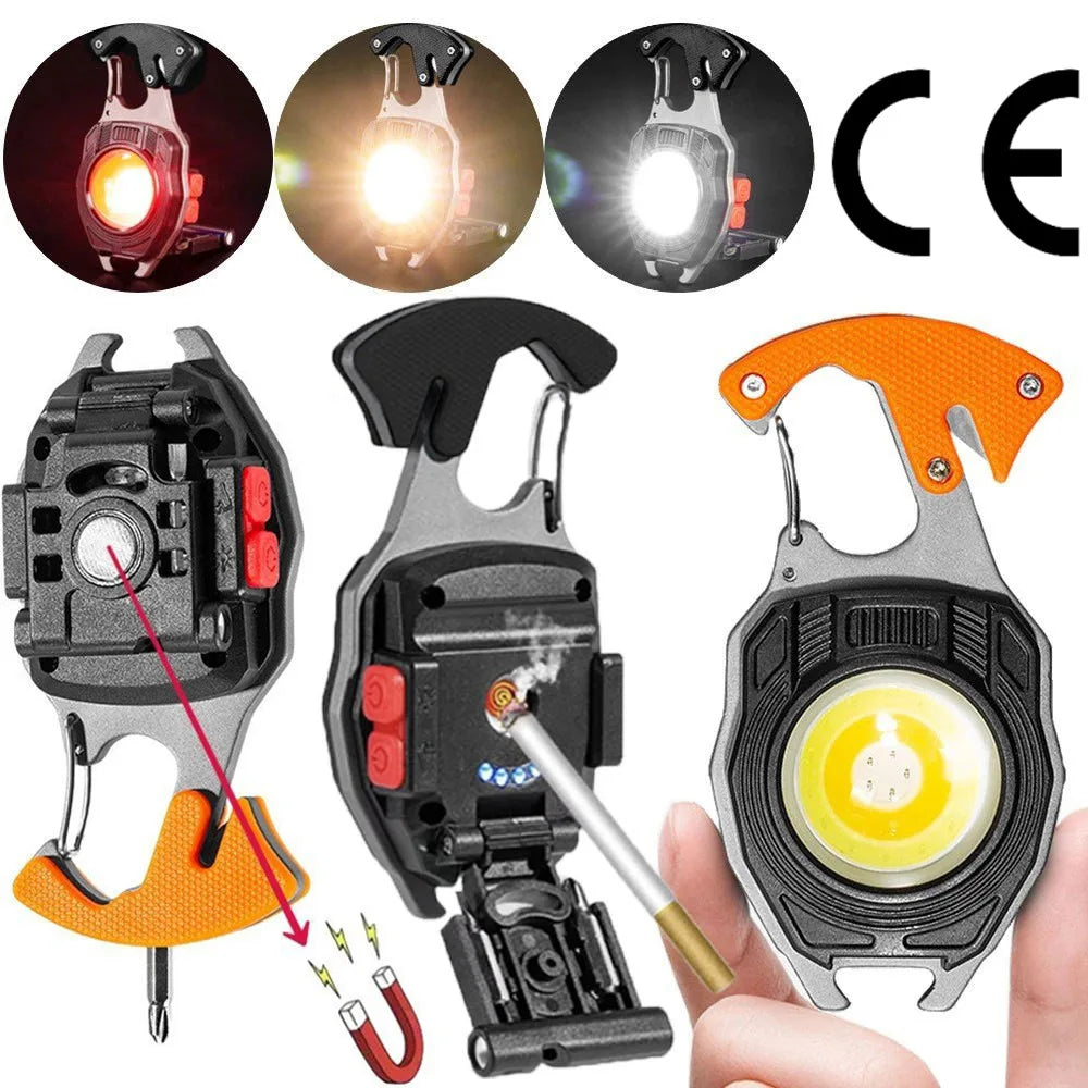 COB keychain work light multifunctional cigarette lighter charging portable camping LED strong light mini camping light Secondary image