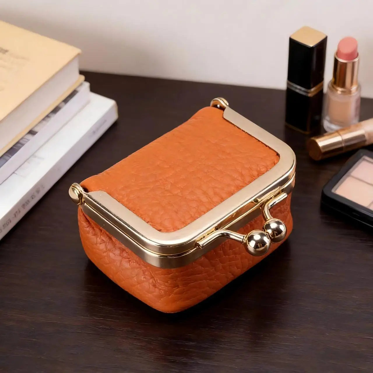 Mini Litchi Grain Coin Purse, Portable Storage Pouch for Earphones & Jewelry, Small Women's Coin Bag