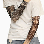 1 tattoo covered sleeve, flower arm sleeve, tattoo for men and women, summer outdoor cycling, driving, sun protection, arm sleev