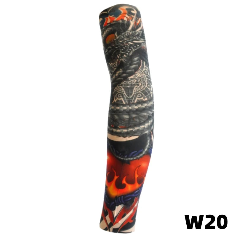 1 tattoo covered sleeve, flower arm sleeve, tattoo for men and women, summer outdoor cycling, driving, sun protection, arm sleev