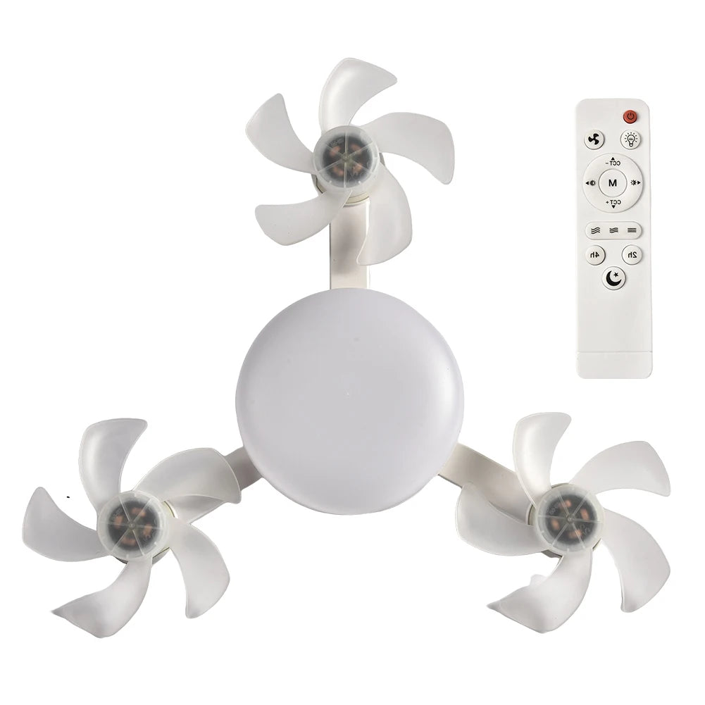 Drone Design Silent Ceiling Fan Light E27 Base Remote Controlled Dimmable 3 Color LED Ceiling Fanlight for Living Room Bedroom