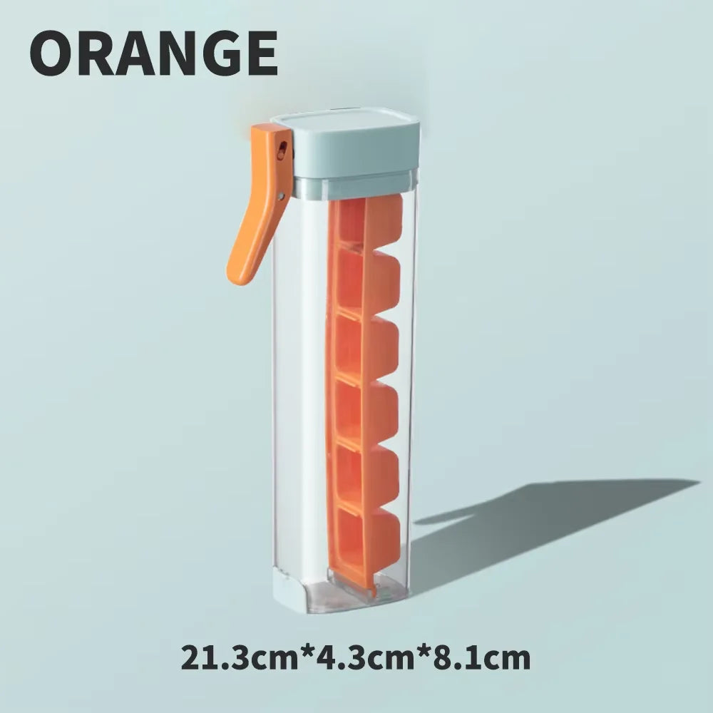 Food Grade Silicone Ice Cube Mold with One Click Press Type Storage Box Whiskey Cube Maker Kitchen Tool for Home Bar
