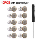 10Pcs Metal Jeans Buttons 17mm Replacement No-Sewing Screw Button Repair Kit Nailless Removable Jean Buckles Clothing Pants Pins
