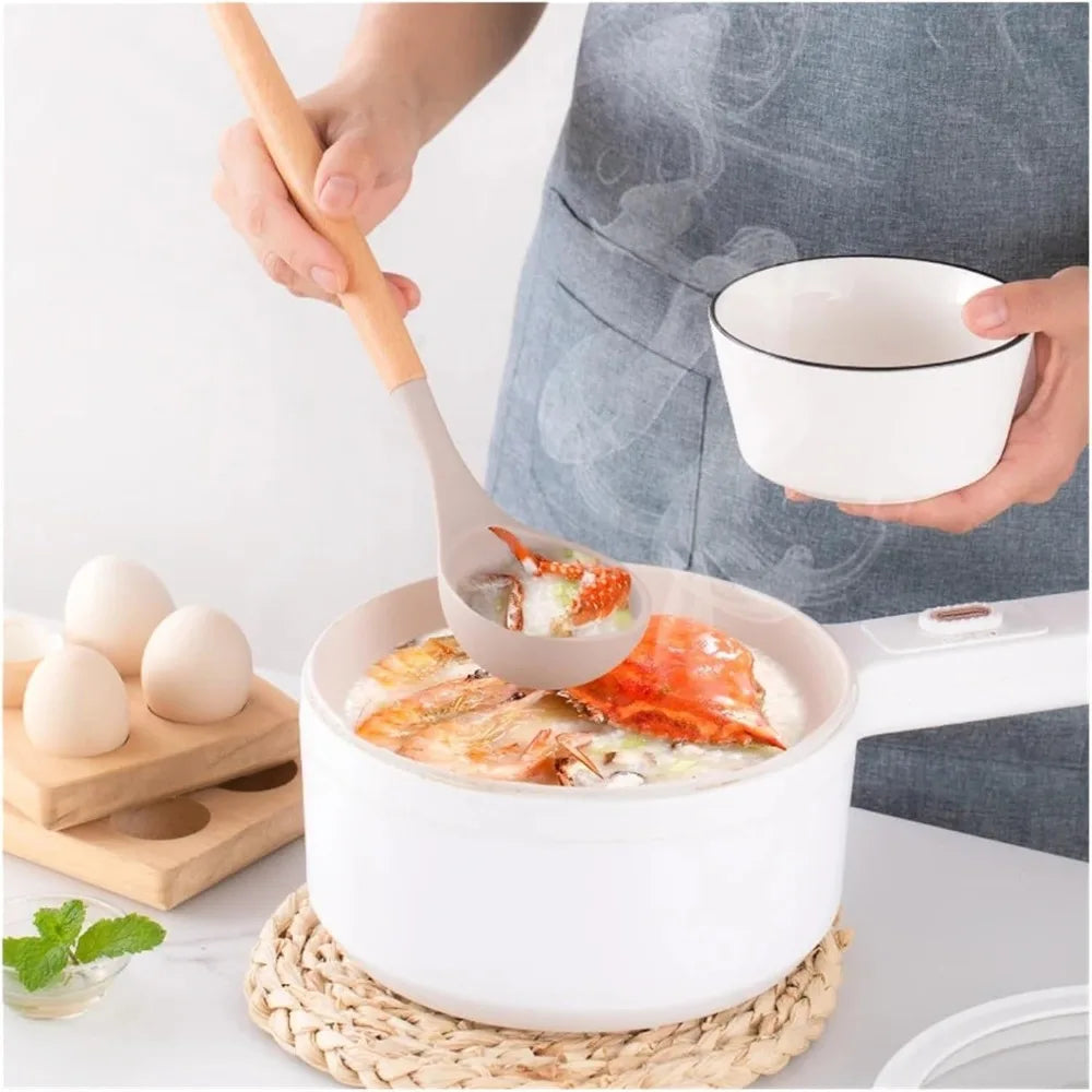 12Pcs Food Grade Silicone Cooking Utensil Set Natural Wooden Handle Heat Resistant Non-Stick Kitchen Tools with Storage Holder