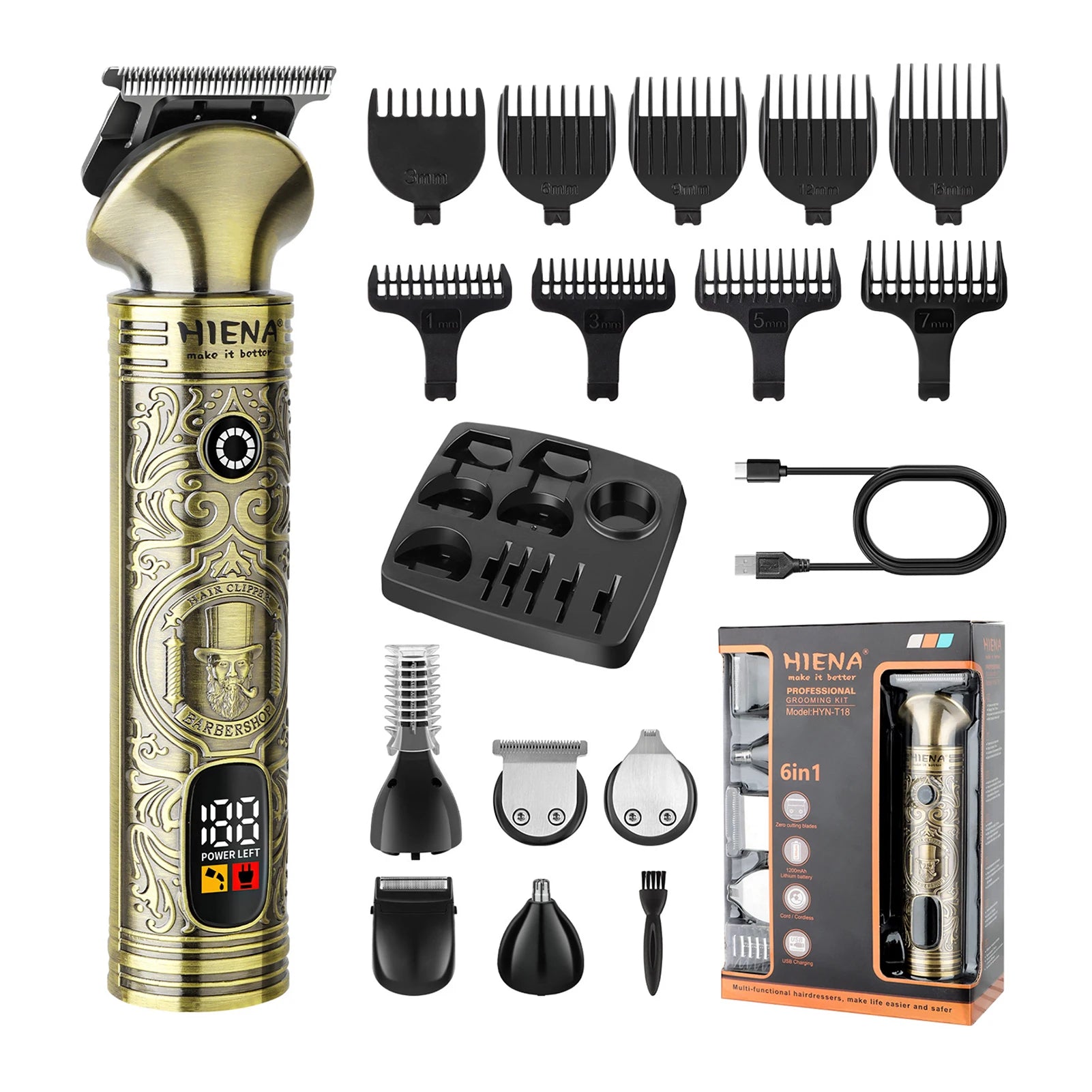 HIENA 3 In 1 Hair Clipper Portable Cordless Hair Beard Shavers For Men Electric Nose Hair Beard Shaving Razor Set Hair Cutters